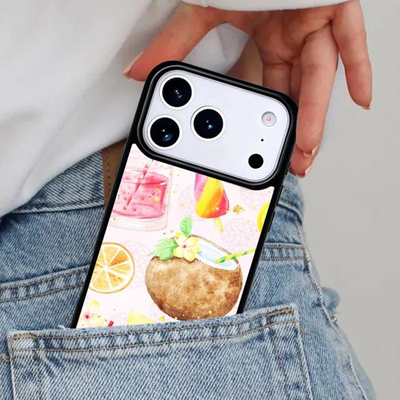 Summer Fruit Coconut On the Beach Phone Case for iPhone 17ProMax 12 13 14 15 16e 17 Pro Max Plus Air Cover