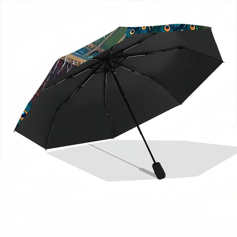 1pc Peacock Garden Artwork Automatic Folding Umbrella. casual outdoor accessory, for all seasons yy250924067