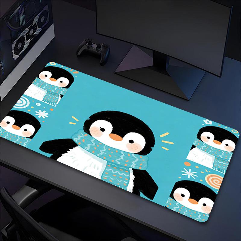 Penguin Party Xl Gaming Mouse Pad Nonslip Rubber Base Stitched Edge Waterproof Desk Mat For Pc Laptop Gamer Office Computer Accessories C927508