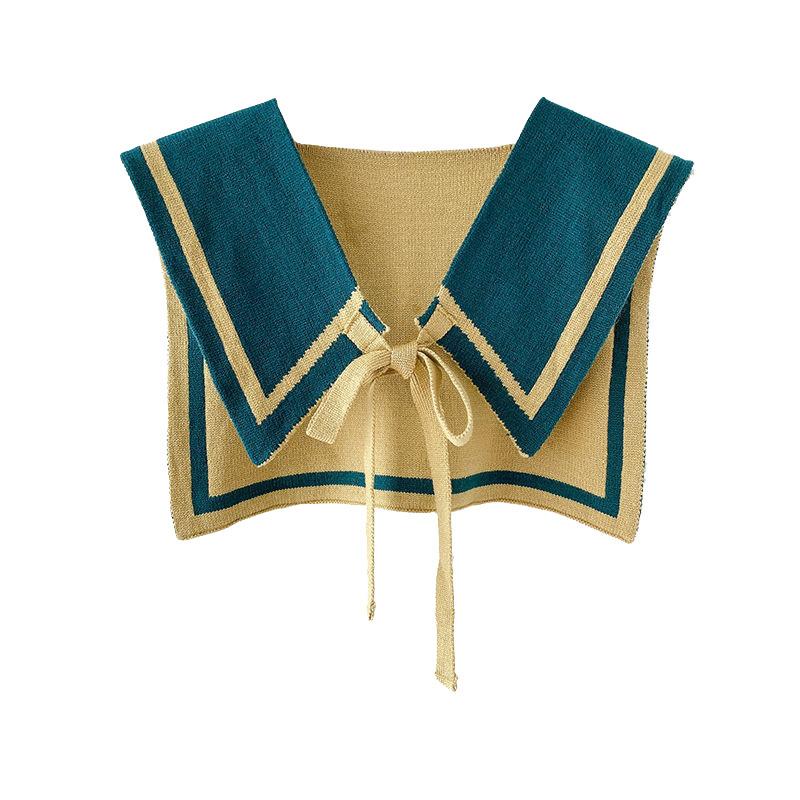 Korean Air-conditioned Room Color-blocking Small Shawl College Style Knitted Vest Protection Cervical Spine Warmth and Versatile