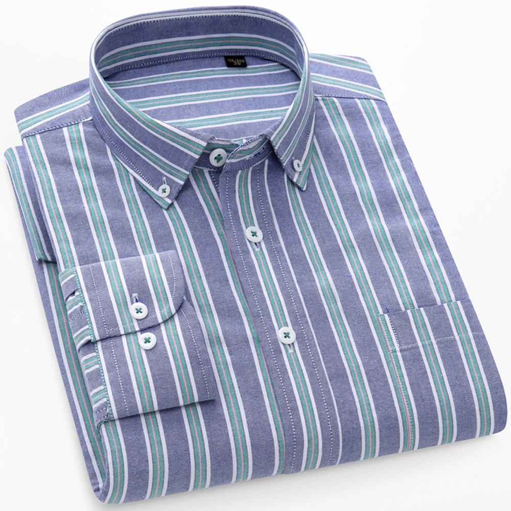 Men's Long Sleeve Washed Oxford Button-Down Shirt with Pocket, 100% Cotton Soft Comfortable Casual Fashion Spring Fall Menwear