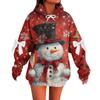 Ladies' Christmas Printed Bow Long Sleeved Loose Fitting Headband With Rope Hooded Sweatshirt Top
