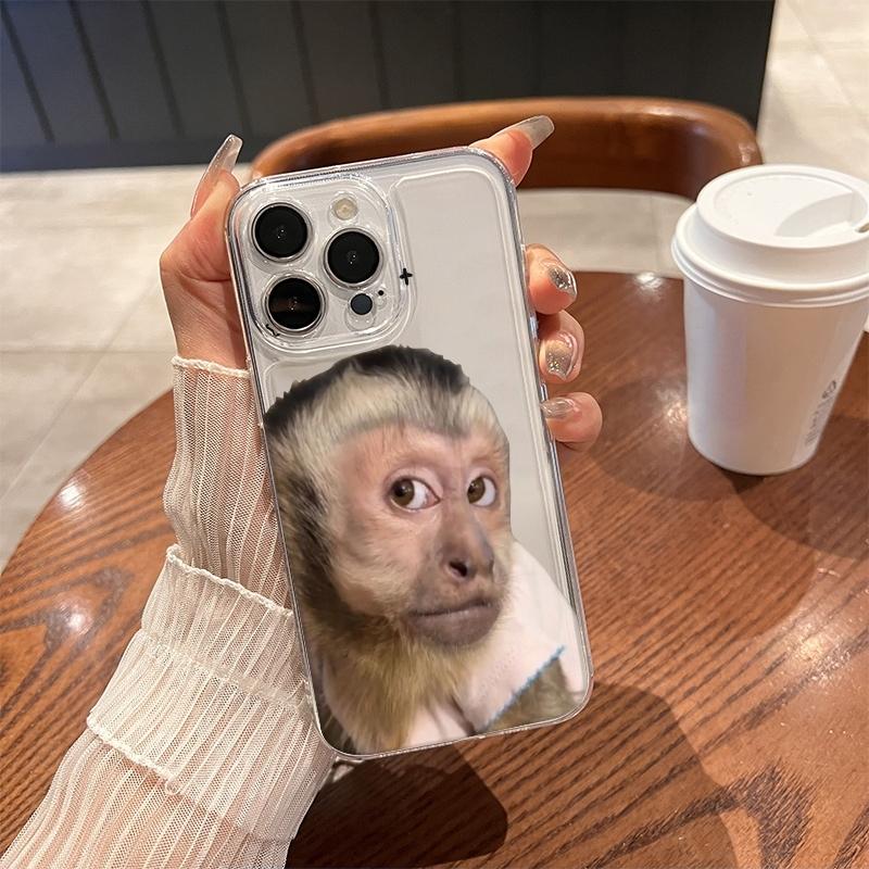 PFunny Meme Monkey Face Hone Case For iPhone 17 Air 16E 16 15 14 11 Pro Max Plus 13 12 Mini 8 7 X Transparent Shockproof Cover
