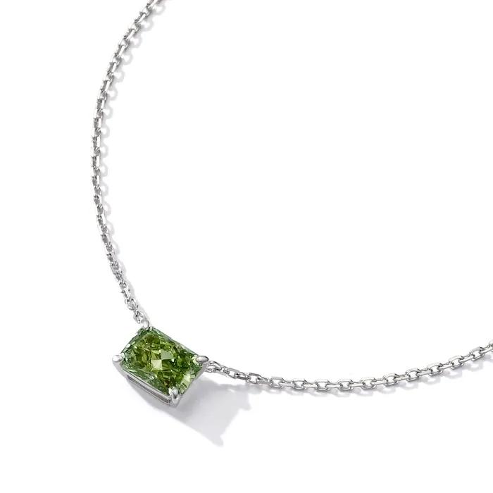 14k AUBE GREEN RADIANT DIA NECKLACE_IGI VS1 1CT