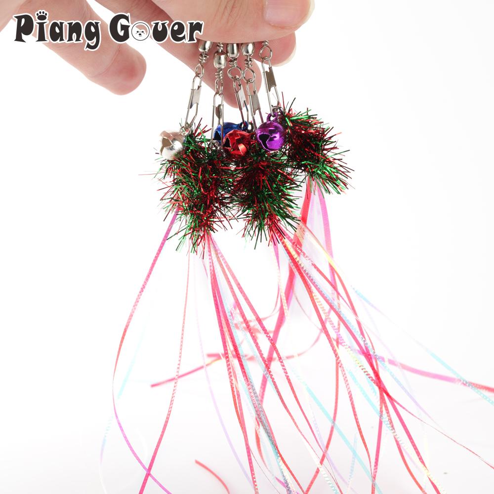 Red Green Tassel Bright Silk Replace Head Of Cat Teaser Cat Toys Pet Toy