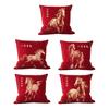 Chinese New Year Cushion Cover Year of The Horse Red Throw Pillow Cover Chinese Zodiac Horse Decorative Pillowcase for Sofa Bed Office Car