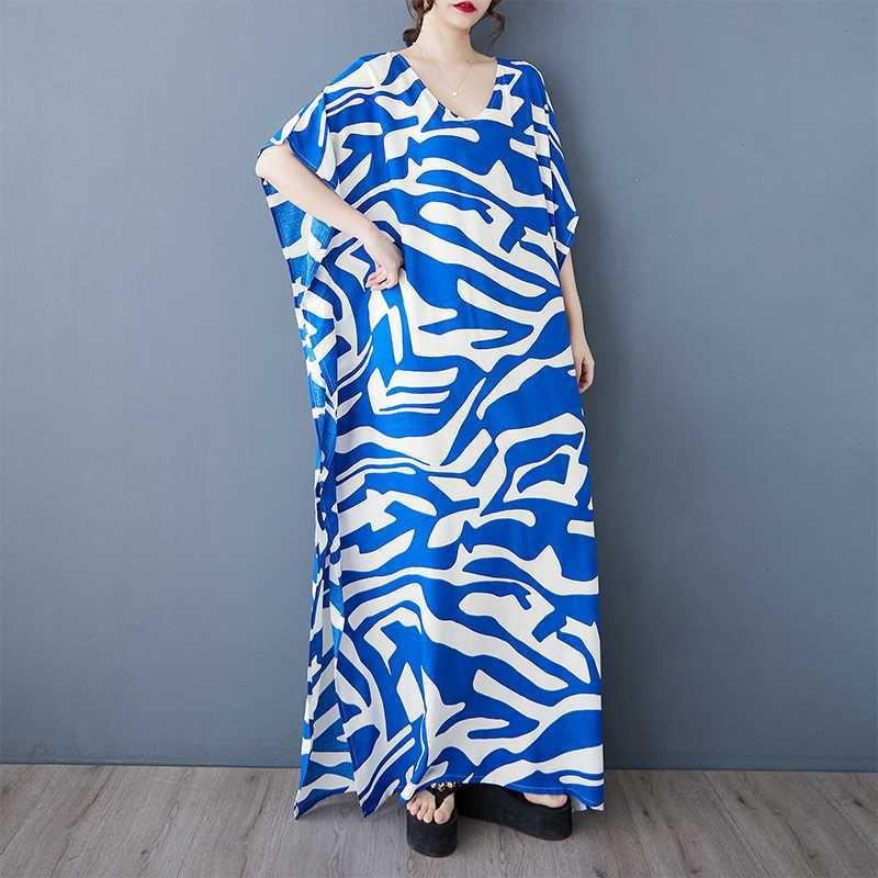 Bohemian Casual Vacation Skirt Summer Neck Middle-aged and Elderly Mother Outfit Loungewear Inner Nightdress