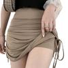 2026 European & American High-Waisted Slimming Drawstring Lace-Up Mini Skirt with Built-in Shorts