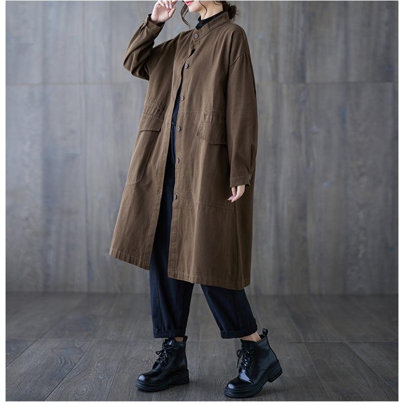 Dimanaf 2024 frühling Plus Größe Frauen Jacke Mantel Outwear Taste Taschen Weibliche Kleidung Lose Beiläufige Solide Oversize Zeigen Dünne Mantel