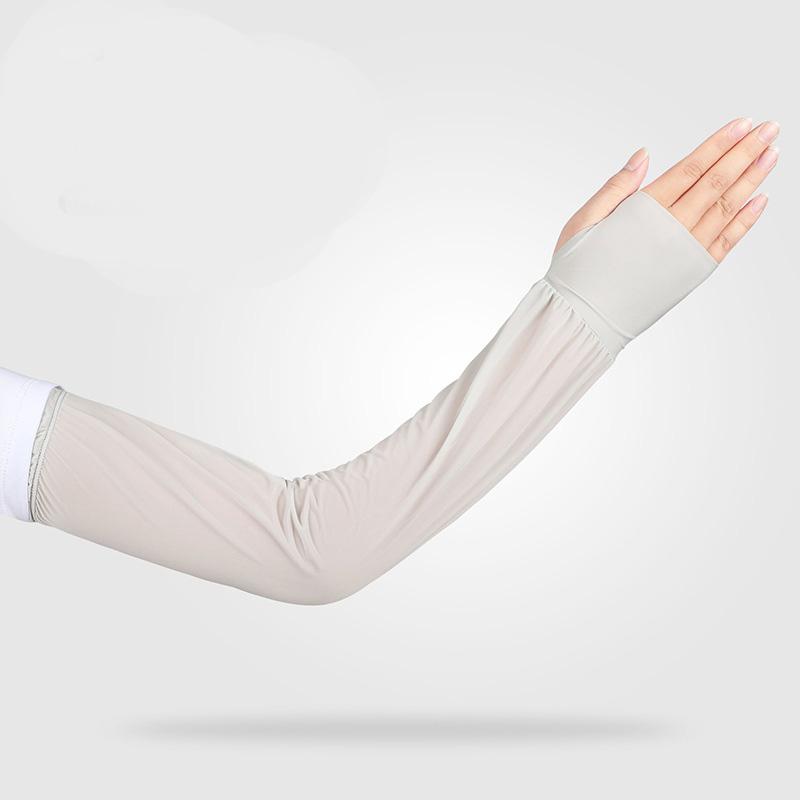 

Summer Sun Protection Arm Sleeves Thin Loose UV Resistant Fingerless Ice Silk Sleeves Quick-Drying Anti-slip Driving Arm Cover светло-серый