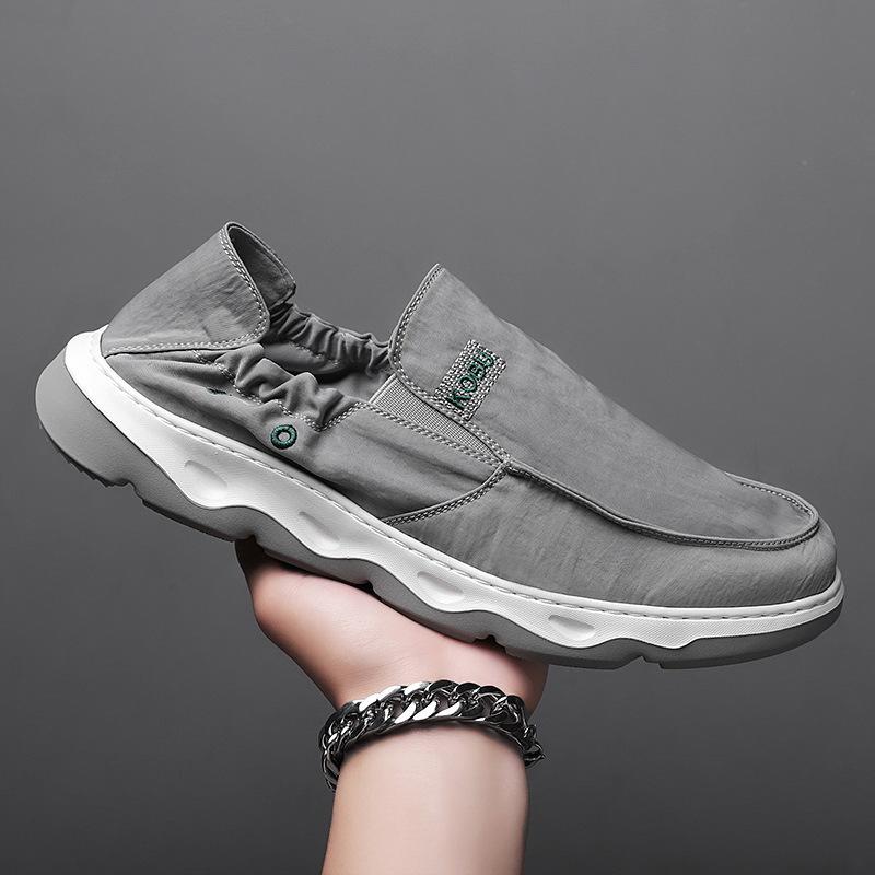 Four Seasons New Ice Silk Cloth Men's Shoes Youth Outdoor Sports Casual Cloth Shoes Fashion Sleeve One Pedal Lazy Shoes