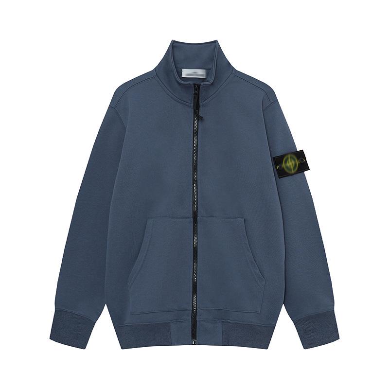 Cross Classic STEIN Stehkragen Reißverschluss Strickjacke Frottee Ärmel Abzeichen Lässige Herrenjacke