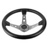 14in 350mm Universal Aluminum PU Leather Car Sport Racing Drift Steering Wheel Silver