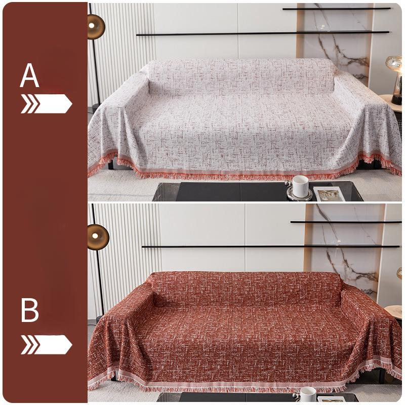 

Полотенце для дивана из хлопка и льна, универсальное для всех сезонов, нескользящее, простое двустороннее покрывало для дивана AB, полностью защищенное от царапин от кошек 90*90cm