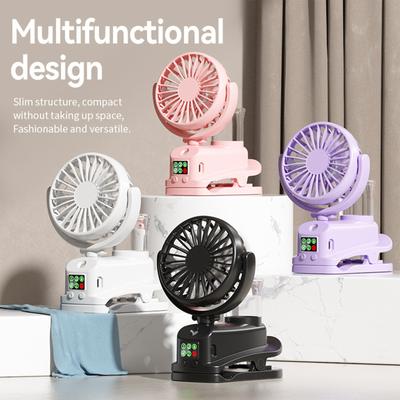 Air Cooling Fan Travel Fan Small Desk Fan USB Fan Clip On Fan Travel Fan Quiet Fan 4 Speed Adjustable ABS Texture
