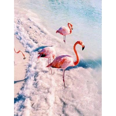 5D-Diamantgemälde zum Selbermachen, Strand-Flamingo, Diamant-Stickerei, komplettes Mosaik-Set, Kreuzstich, Heimdekoration, handgefertigte Geschenke