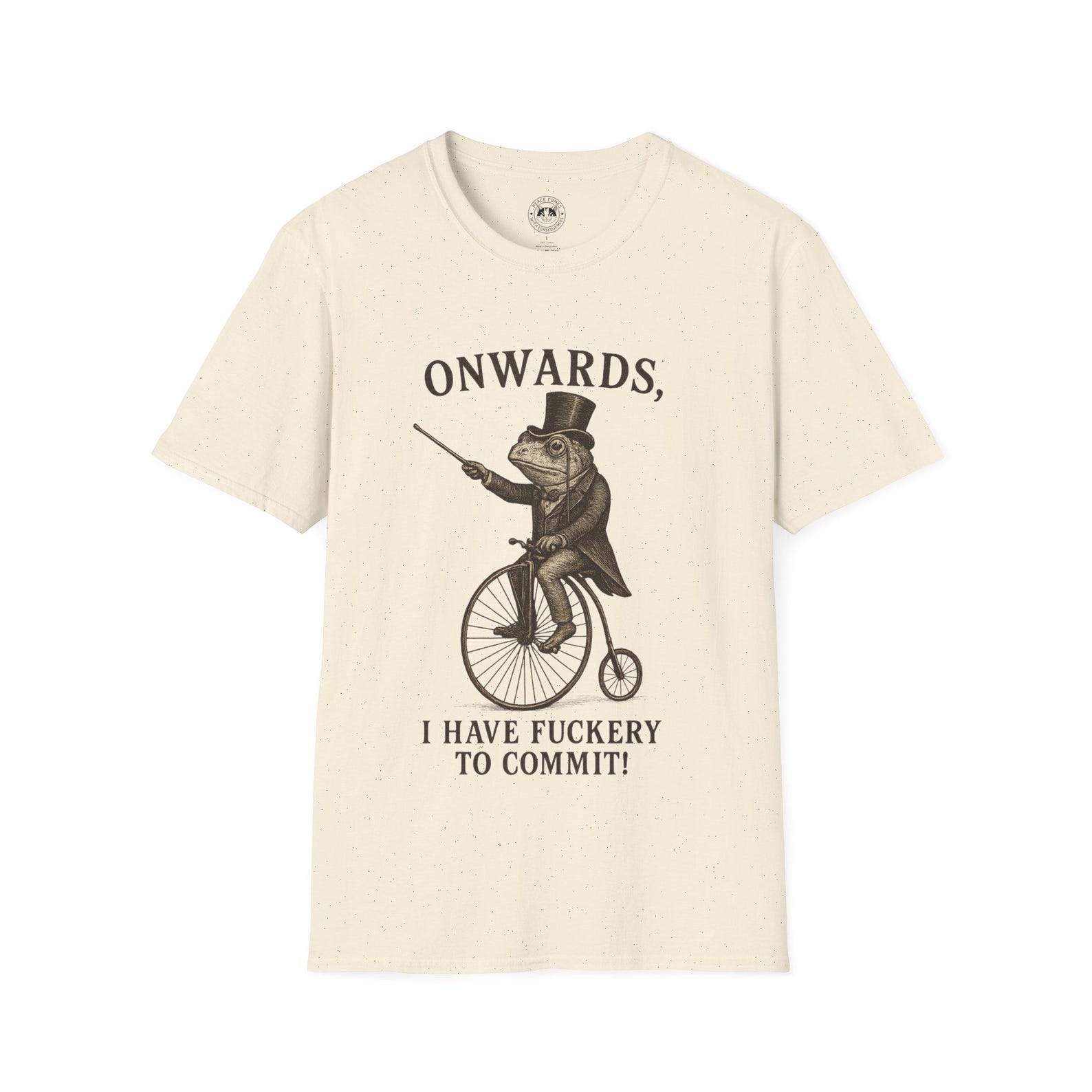 Funny Victorian Frog T-Shirt: Penny Farthing Bicycle, Humorous Graphic Tee L