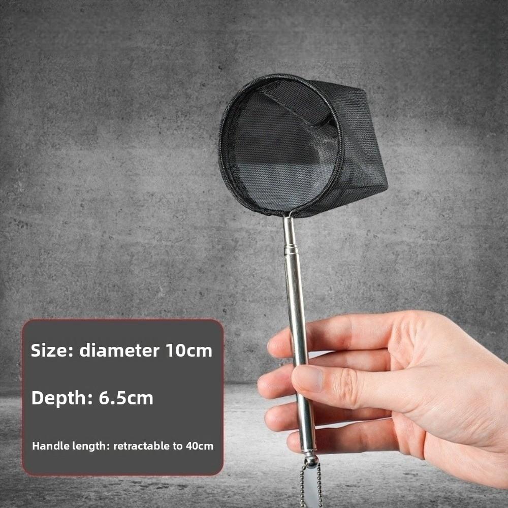 Portable Telescopic Pole Mini Fishing Nets Round Metal Handle Fish Tank Cleaner Fine Mesh Multi-size Aquarium Fish Nets Home Use