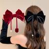 Red Velvet Bow Hair Clip for Women: Autumn/Winter Bridal Accessories