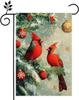 Winter Cardinal Bird Garden Ag for Outside Red Birds On Tree Branch Welcome Yard Ag 12x18 Inch Double Sided Burlap Chris WZZ