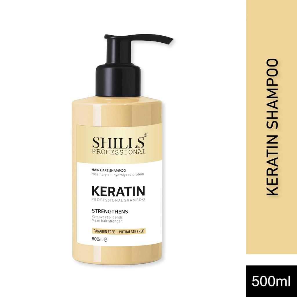 Shills Professional Salon Hair Shampoo 500ml | Keratin, Smoothening, Hair Fall Control & Damage Repair Variants | Sulphate-Free Shampoo for Dry, F