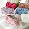 Plush Makeup Bags With Handle Soft Travel Cosmetic Storage Bag Portable Love Print Organizer Pencil Case Cute Clutch Pouch