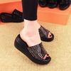 Round head platform sandals summer new soft sole heightening high heels French high heels