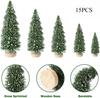 A Set of Five Sizes Mini Christmas Trees Artificial Bottle Brush Trees with Wooden Base ForChristmas Home Table Craft Dress Up