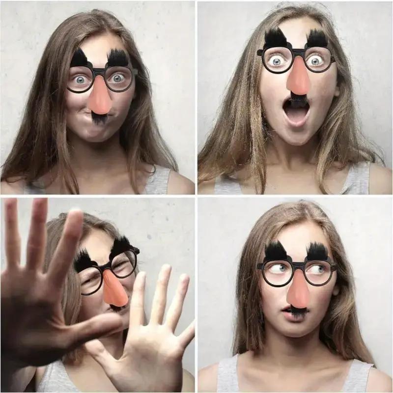 Fake Nose Glasses Toys Funny Nose Beard Eyeglasses with Eyebrows Mustache Halloween Party Decoration Novelty Prank Photo Props