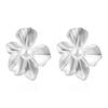 European and American Retro Literary and Artistic Style K Gold Stainless Steel Flower Leaves Inlaid with Pearl Stud Earrings