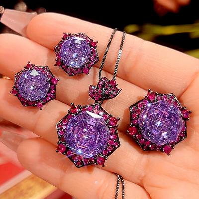 Jewelry Copper Bottom Gold Plated Millennium Cut Roland Light Luxury Set Main Stone 14-10Mm