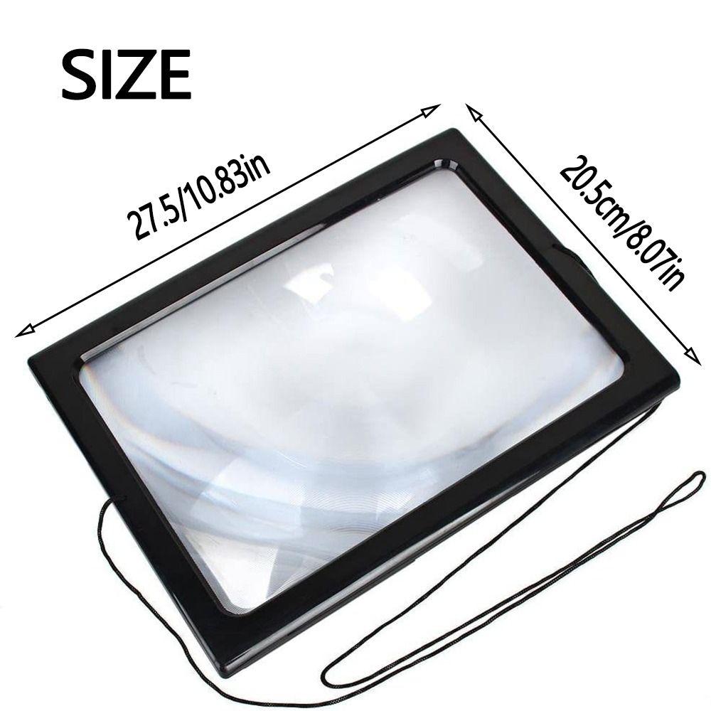 A4-storlek 3X Förstoringsglas 4 LED-lampor Fullsidigt Läsförstoringsglas Låg Syn