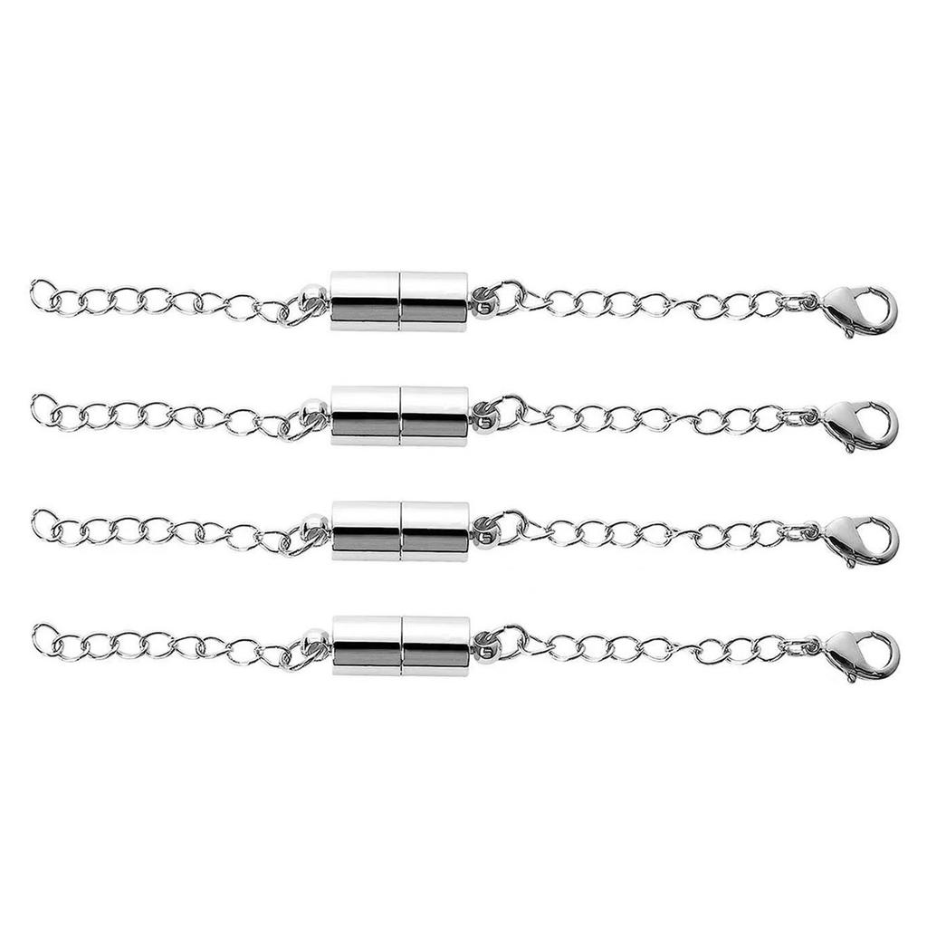 4 Pieces Pack Adjustable Chain Extender Set for Jewelry Making Gold/Silver Convenient Magnetic Clasp Extension Chain