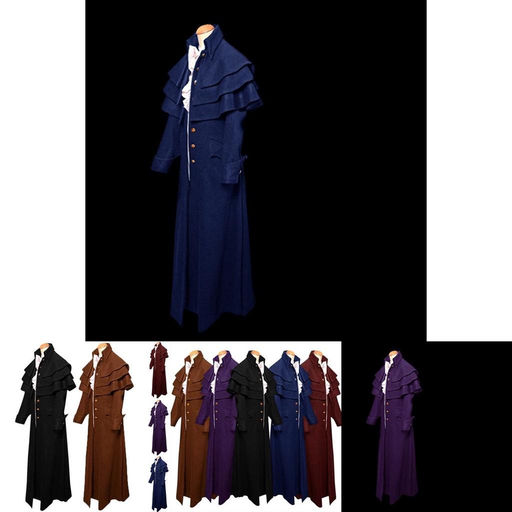 Vintage Men's Gothic Trench Coat For Cosplay And Halloween Costume
