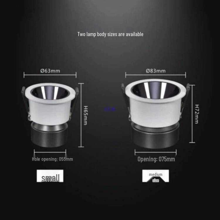 1224 Low Voltage Three-Color Change Narrow Glare Recessed Downlight for Living Room, RV, Hotel, and Small Spaces