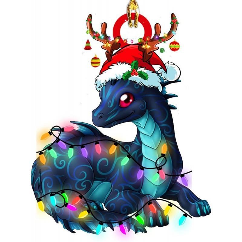 Festive Cartoon Style Acrylic Dragon Car Ornament For Vibrant Christmas Decor