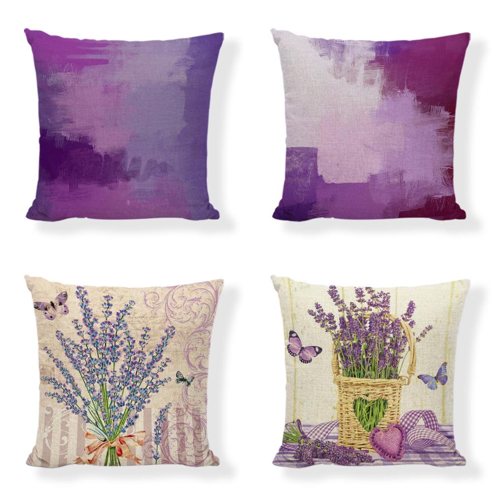 Lavendel "Velsigne dette hjemmet" Putetrekk, 45x45cm Lilla Sofaputetrekk for Stuedekor