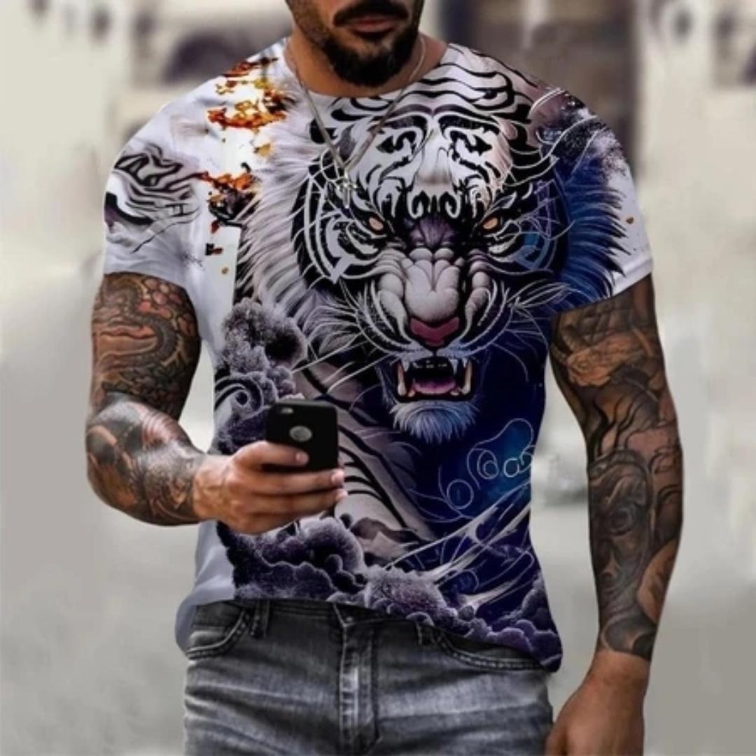 

Мужская футболка с 3D-принтом с изображением тигра, льва и морды животного, новая свободная повседневная величественная летняя модная футболка в стиле Харадзюку 5XL