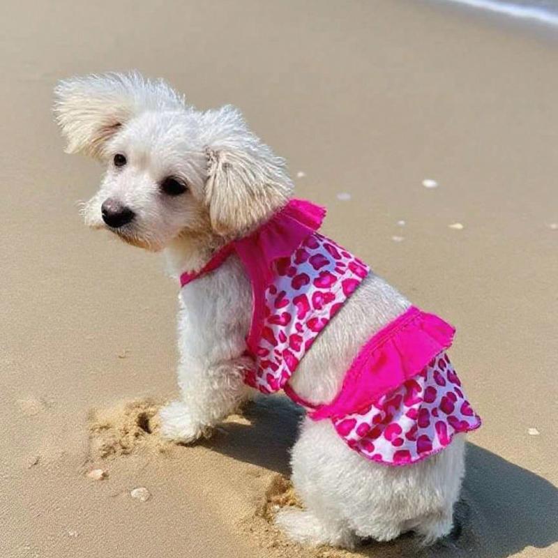Pet Dog Apparel: Camisole Lace Printed Dress for Daily Wear & Outdoor Photoshoots;Cute Small Dog Outdoor Going-Out Dresses - Summer Outfit