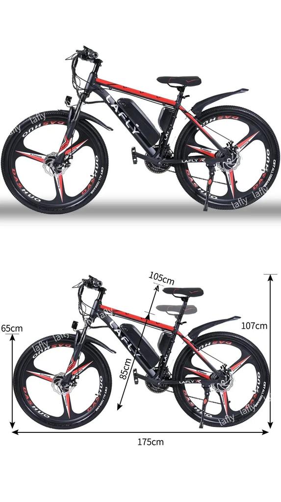 2024 New LAFLY X2 1000W 90KM Electric Mountain Bike 48V 15Ah Electric Bike Snowmobile 26 Inch Tires Ebike Electric Bicycle