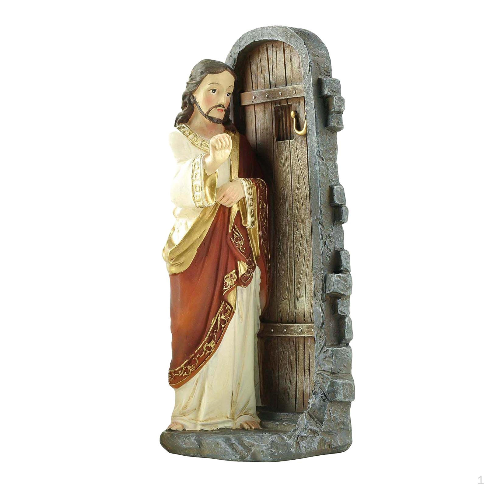 

13cm Christmas Jesus Knocking at The Door Figurine Collection Traditional Resin Material for