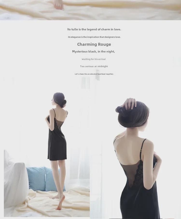 Women's Satin Lace Nightdress - Sexy Deep V Low Cut with Beautiful Back