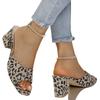 Schuhe Damen Zehenfrei Damen Hausschuhe Übergröße Moderne Hausschuhe Damen Leopard Eckige Zehenpartie Hohe Klobige Absätze Damen Sandalen