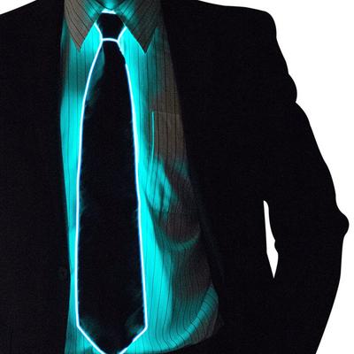 [PIENSE] Light-Up LED Tie, EL Luminous, Flashing & Illuminating, Party, Event, Novelty Item (Clear Blue)