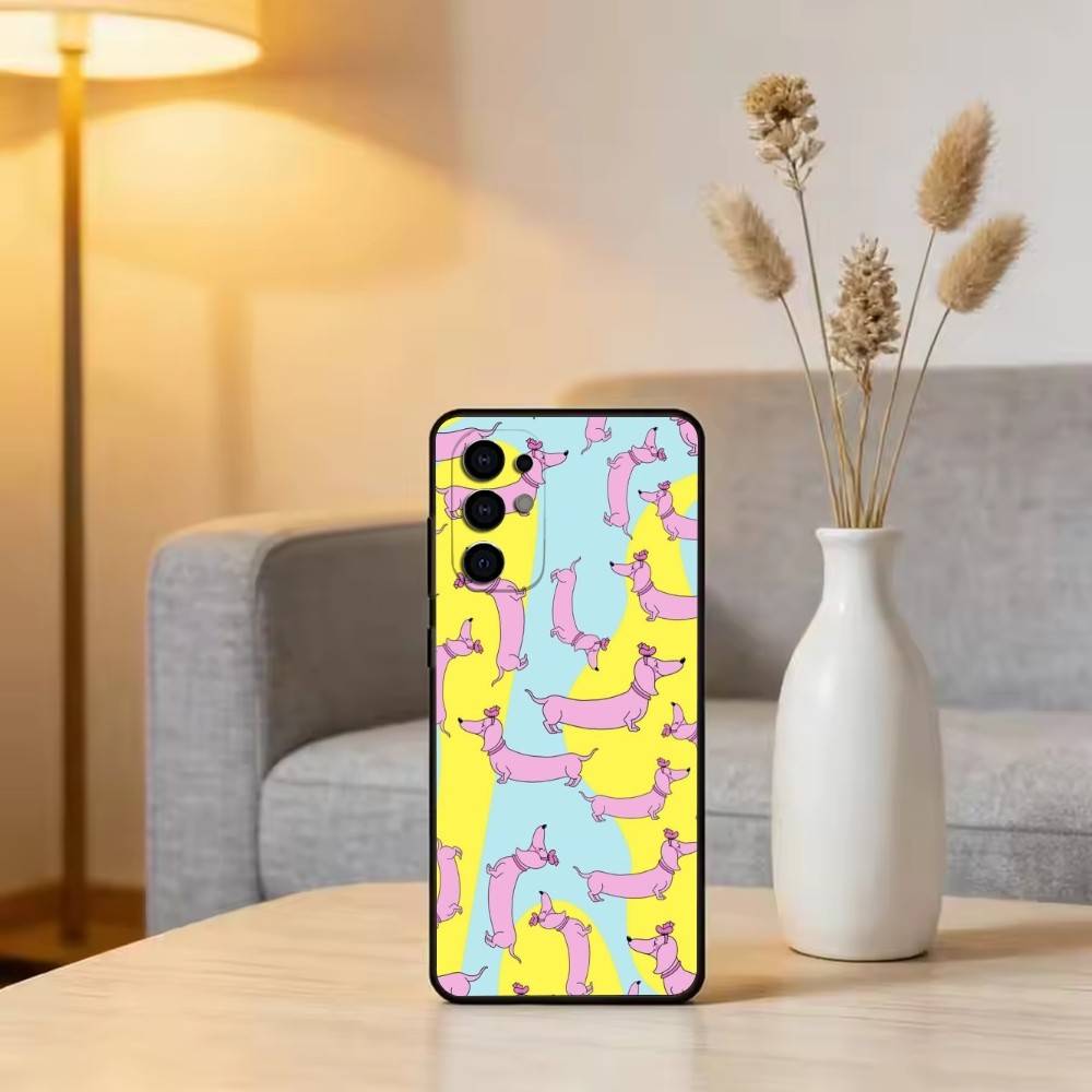 

C-Cute C-Cartoon D-Dachshund Phone Case For Samsung S25,S24,S21,S22,S23,S30,Ultra,S20,Plus,Fe,Soft Silicone Black Cover Samsung S21fe