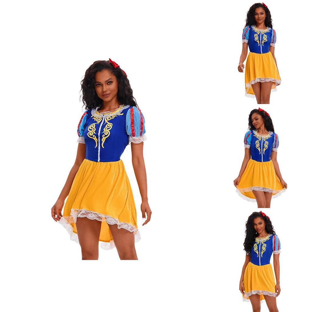 Elegant Halloween Snehvide Kjole Cosplay Kostume Til Voksne Med Tilbehør