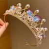 Rhinestone Princess Crown Handmade Wedding Tiara Elegant Design Pearl Headband  Girls Fashion