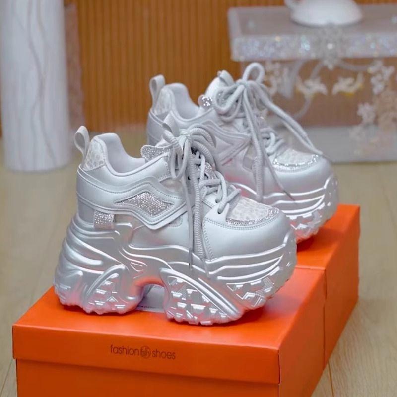 Black inner heightening thick-soled dad shoes women's shoes new autumn and winter velvet small sports shoes