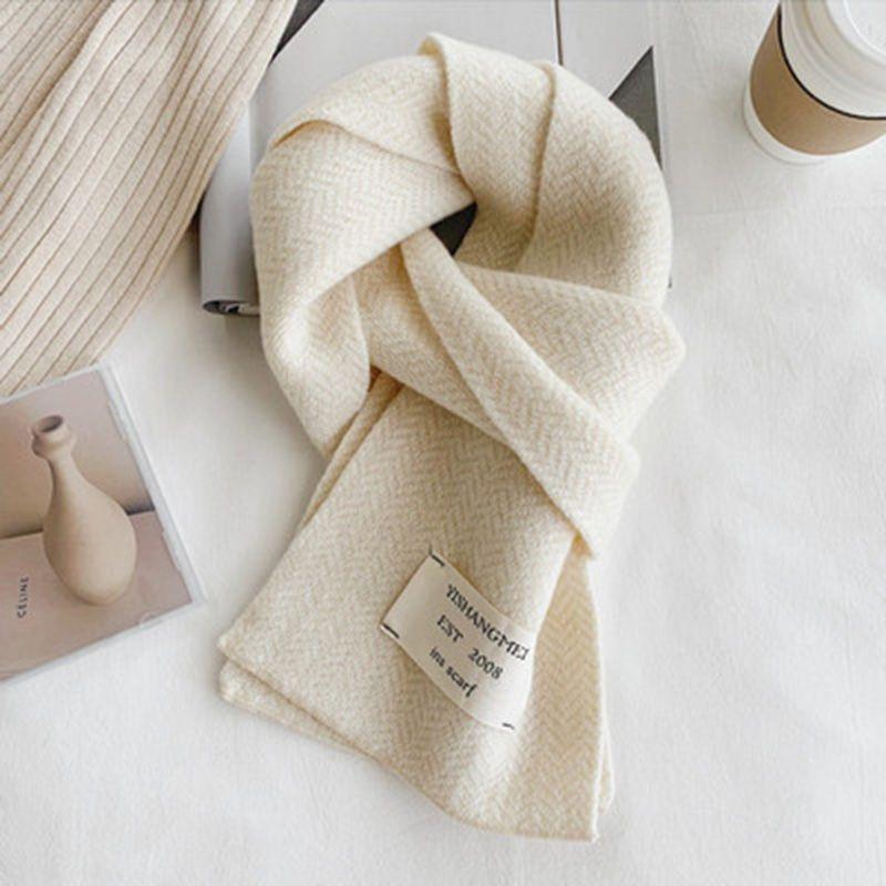 Herringbone Pattern Winter Korean Scarf for Women Cute Fashionable and Versatile Japanese Autumn New Style Knitted Woolen Scarf Trendy and Warm