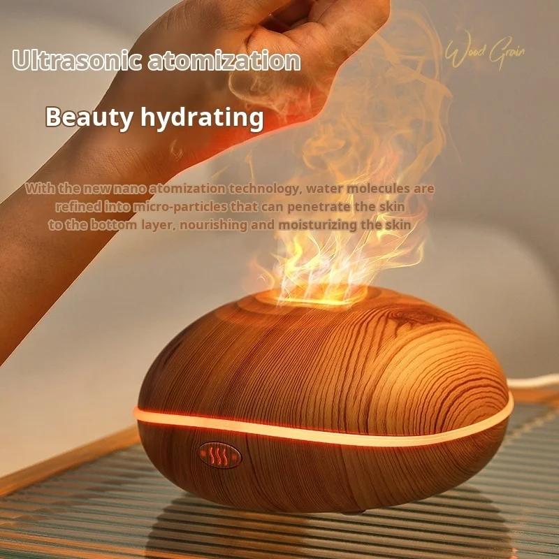 7 colores Fire Flame Wood grain aromatherapy machine humidifier  Diffuser Air Ultrasonic Mist Maker Fogger